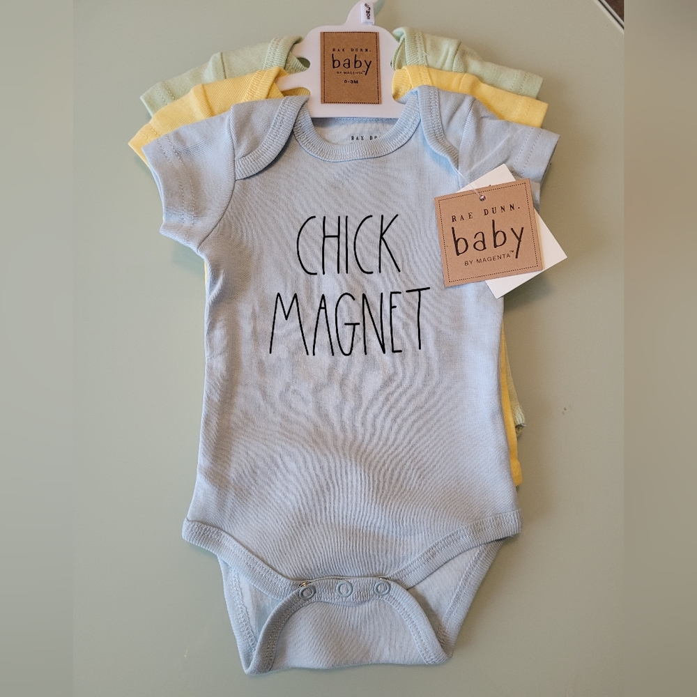 Rae Dunn Baby Boy Easter BodySuit Pack of 3 Size 0-3 Months